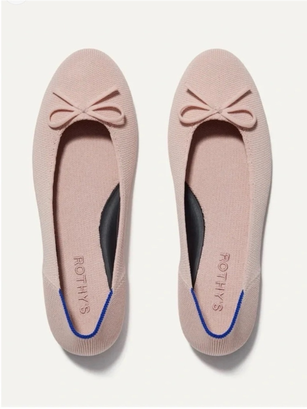 ROTHY’S The Ballet Flat Ballerina Pink Bow Detail Women’s Sz 6 Machine Washable
